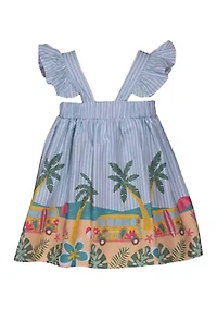 Baby Girls Flutter Sleeve Beach Printed Dress