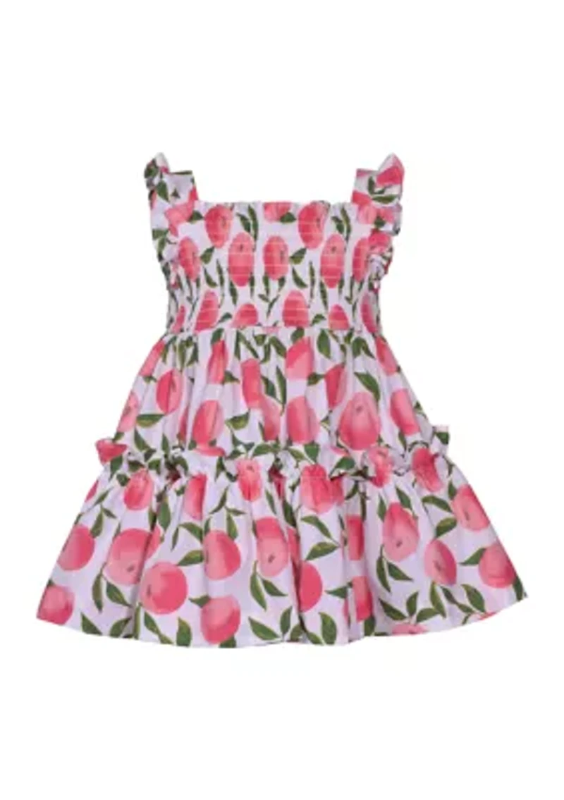 Baby Girls Flutter Sleeve Smocked Peach Dress