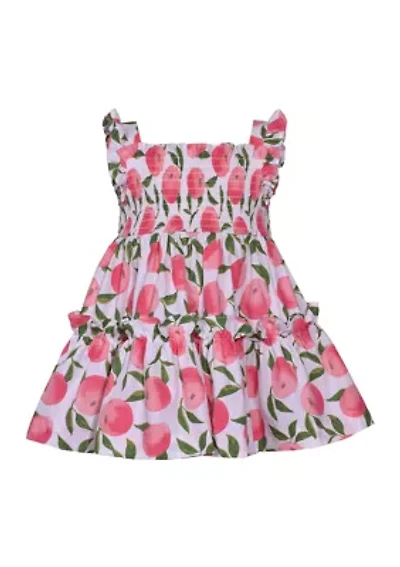 Baby Girls Flutter Sleeve Smocked Peach Dress