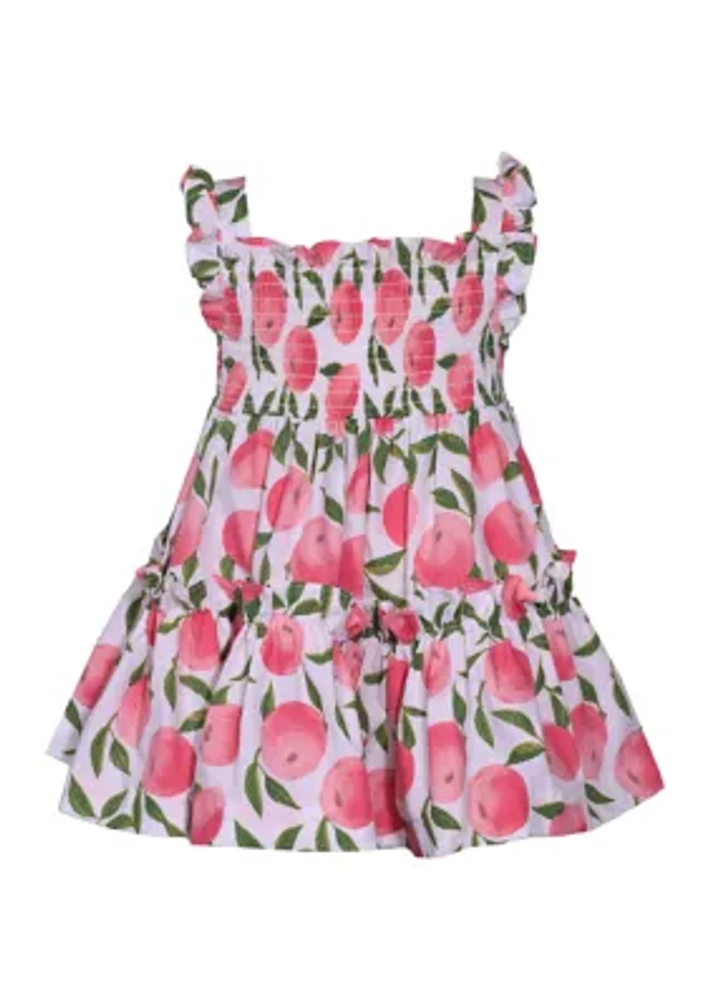 Baby Girls Flutter Sleeve Smocked Peach Dress