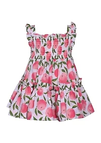 Baby Girls Flutter Sleeve Smocked Peach Dress