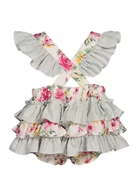 Baby Girls Flutter Sleeve Floral Printed Bodysuit