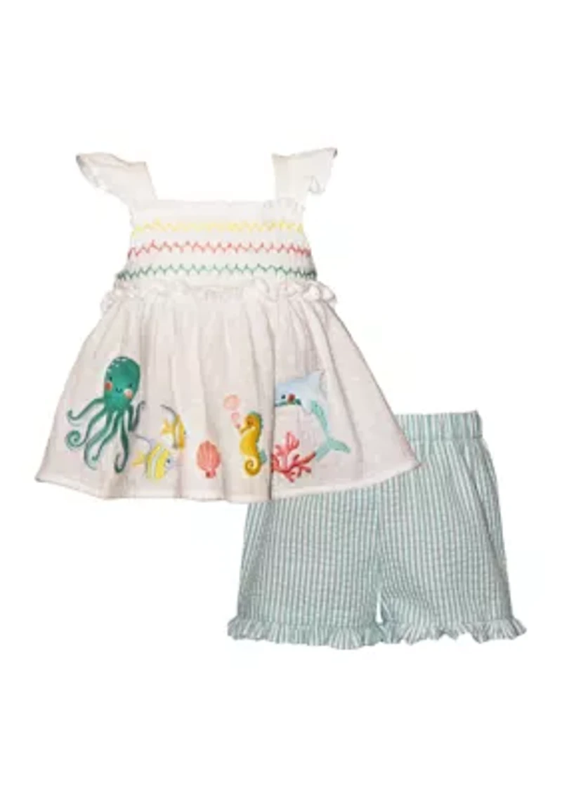 Baby Girls Sea Life Shorts Set