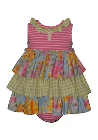 Baby GirlsTiered Mixed Media Dress