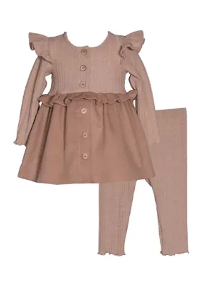 Toddler Girls Ribbed Knit Leggings Set