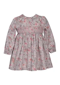 Toddler Girls Long Sleeve Floral Smocked Dress