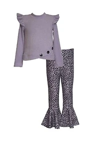 Toddler Girls Mock Neck Sweater and Printed Leggings Set