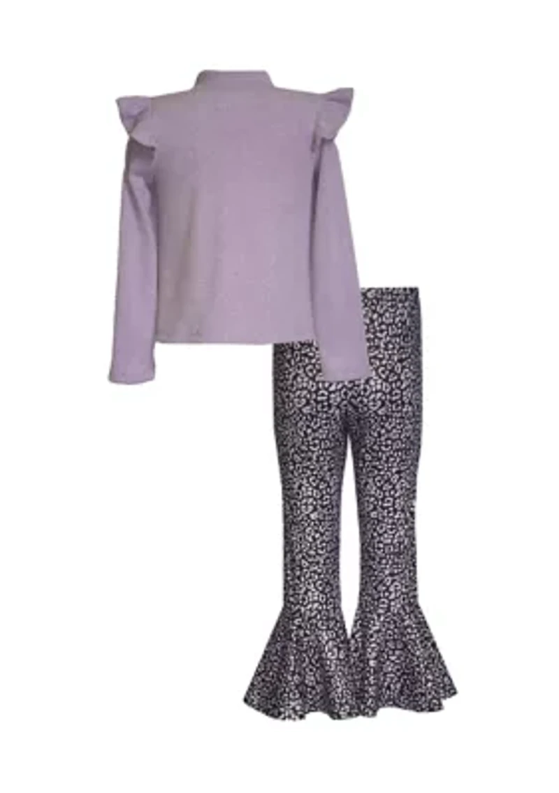 Toddler Girls Mock Neck Sweater and Printed Leggings Set