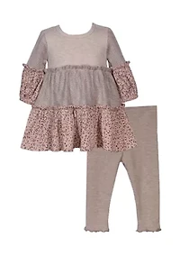 Toddler Girls Long Sleeve Tiered Top and Leggings Set
