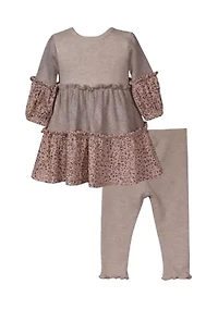 Toddler Girls Long Sleeve Tiered Top and Leggings Set