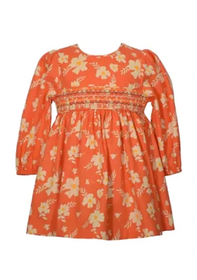 Baby Girls Long Sleeve Floral Smocked Dress