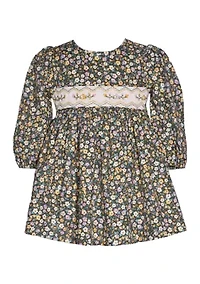 Baby Girls Floral Printed Twill Dress