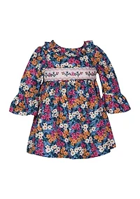 Toddler Girls Floral Printed Smocked Dress