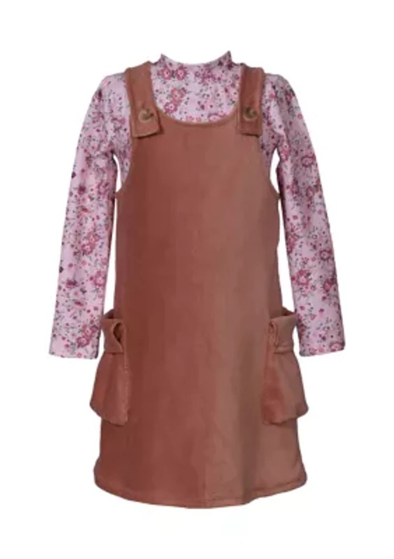 Baby Girls Jumper Dress with Printed Top