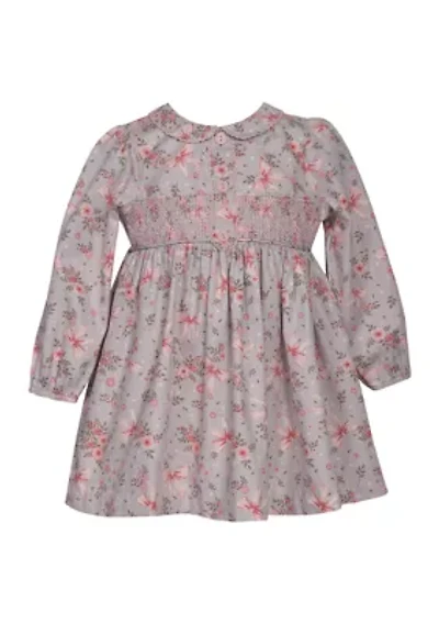 Baby Girls Long Sleeve Floral Smocked Dress