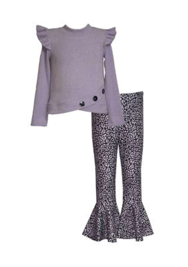 Baby Girls Mock Neck Sweater and Printed Leggings Set