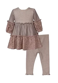 Baby Girls Tiered Printed Top and Leggings Set