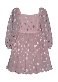 Toddler Girls Sheer Mesh Foil Dot Dress