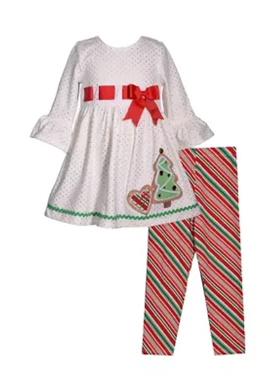 Toddler Girls Foil Dot Christmas Leggings Set