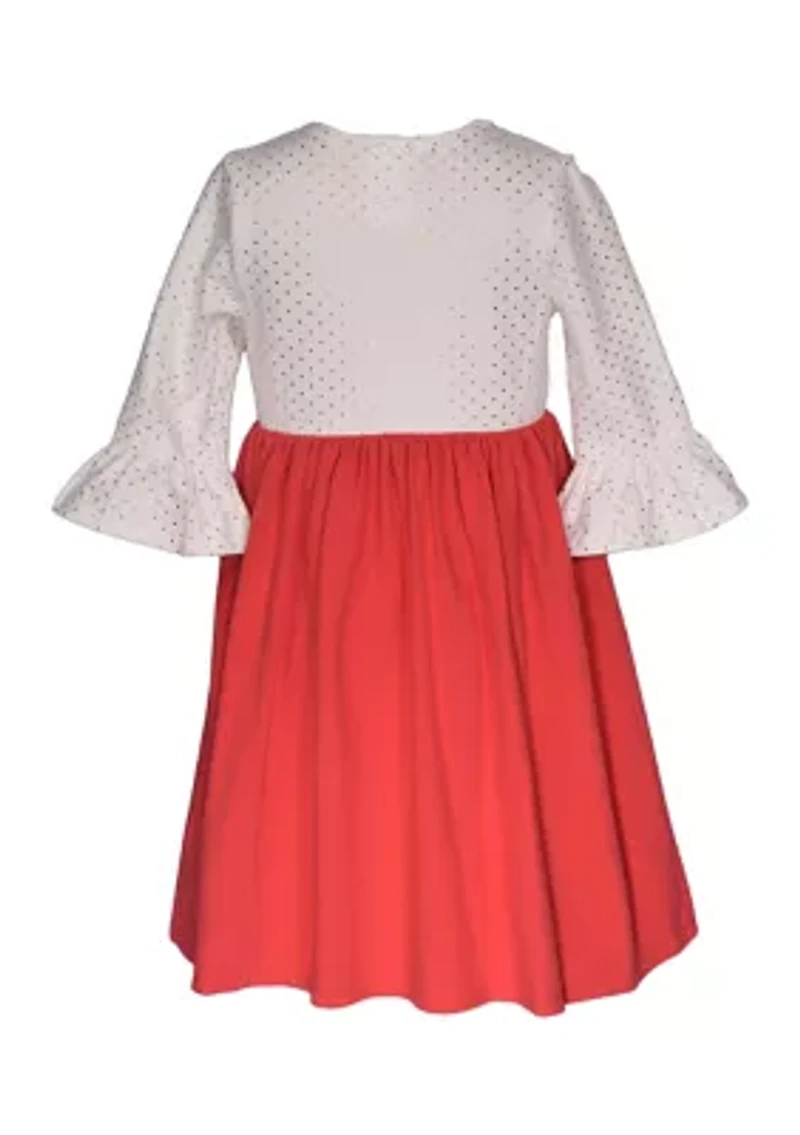 Toddler Girls Foil Dot Christmas Tree Dress