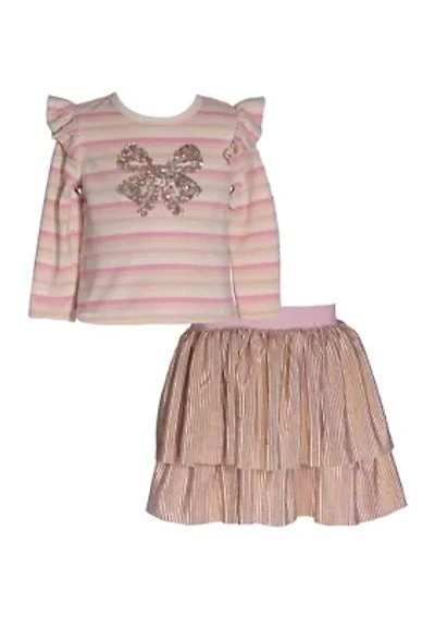 Toddler Girls Stripe Top and Sequin Skirt Set