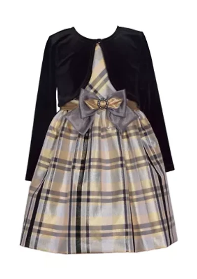 Toddler Girls Plaid Printed Jacket Dress