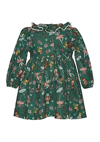 Toddler Girls Long Sleeve Smocked Nutcracker Dress