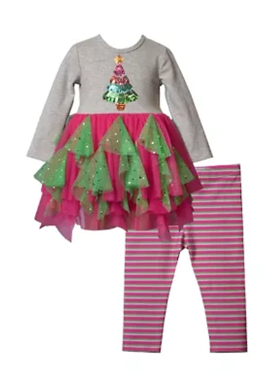Toddler Girls Long Sleeve and Legging Tree Set