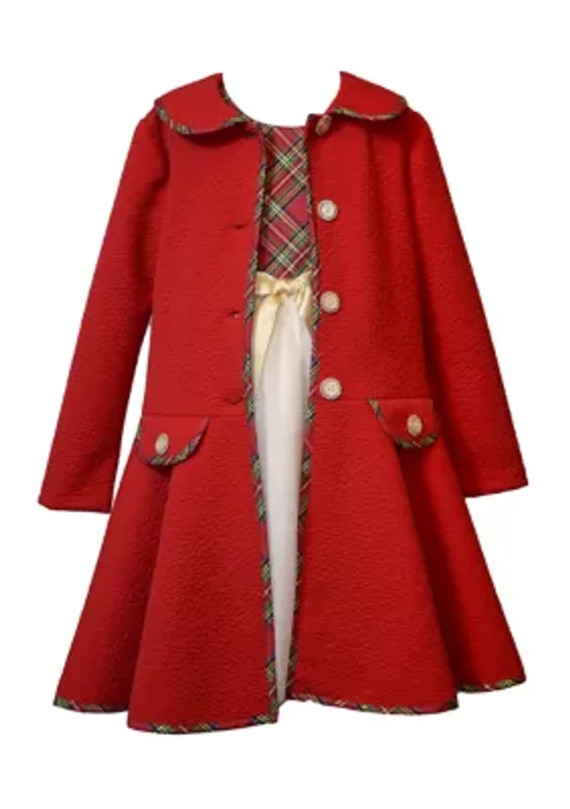 Toddler Girls Coat Dress with Plaid