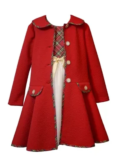 Toddler Girls Coat Dress with Plaid