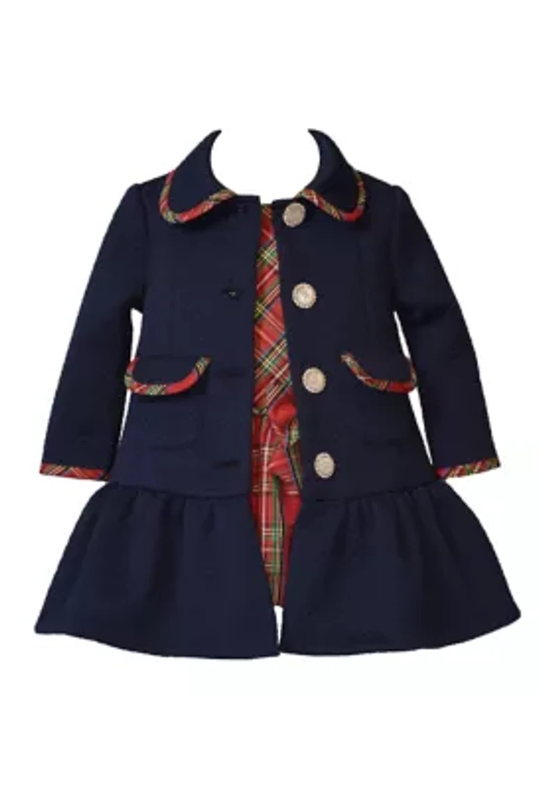 Toddler Girls Coat with Plaid Dress