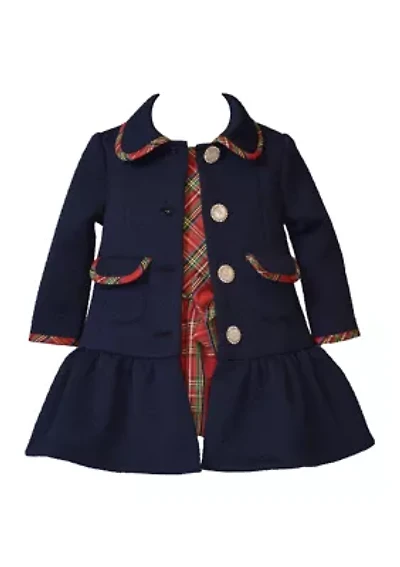 Toddler Girls Coat with Plaid Dress