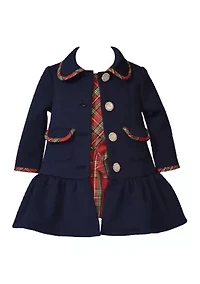 Toddler Girls Coat with Plaid Dress