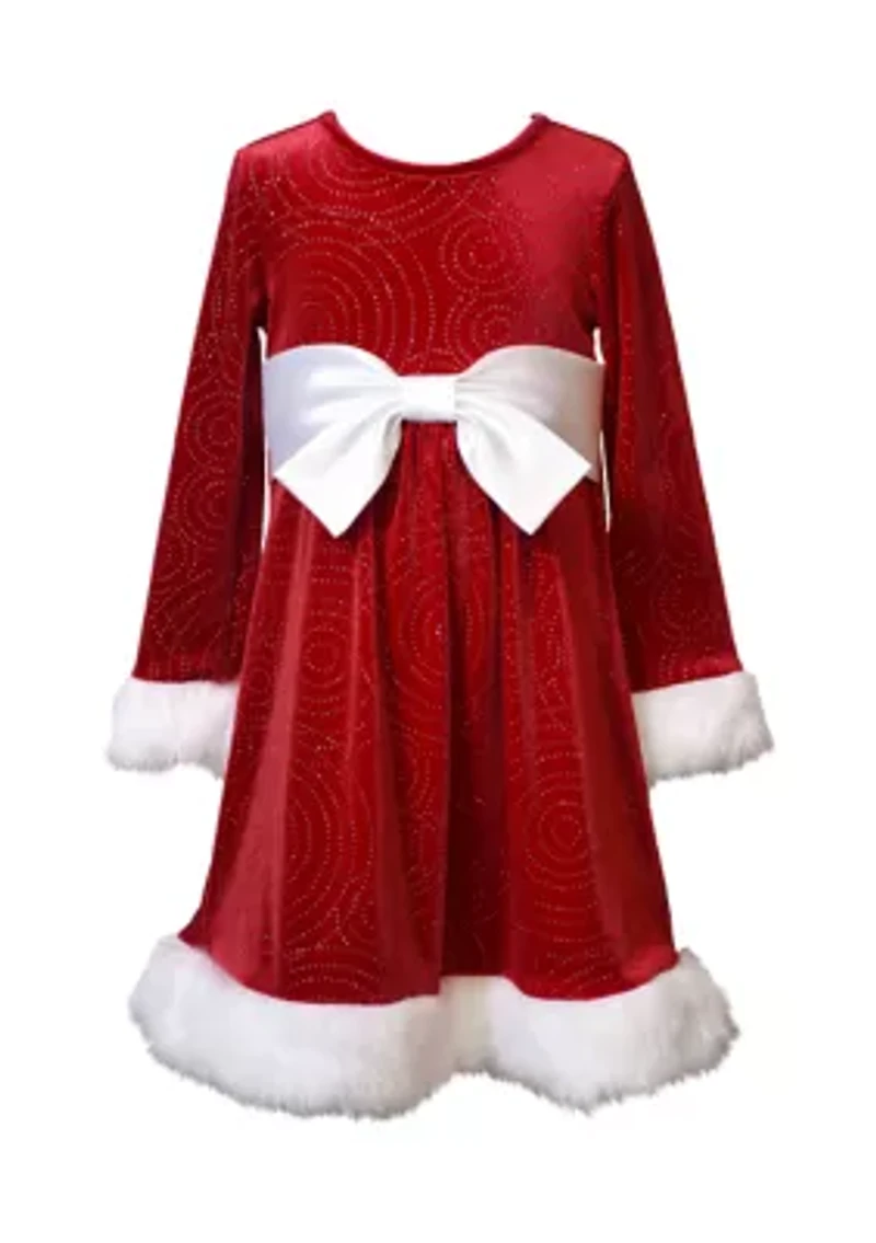 Toddler Girls Swirly Santa Dress