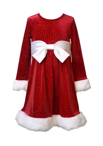Toddler Girls Swirly Santa Dress