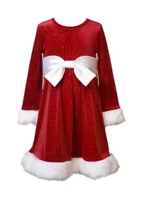 Toddler Girls Swirly Santa Dress
