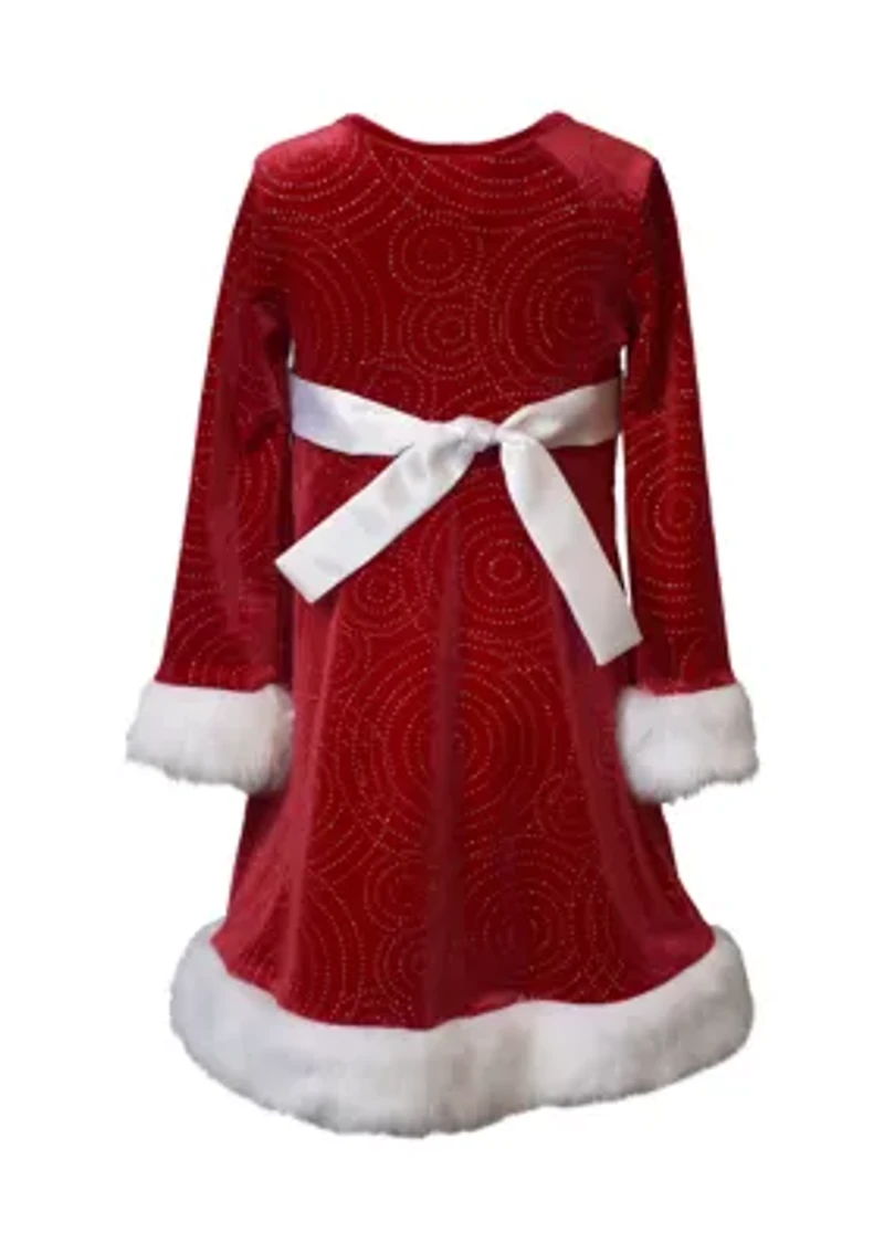 Toddler Girls Swirly Santa Dress