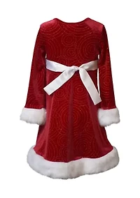 Toddler Girls Swirly Santa Dress