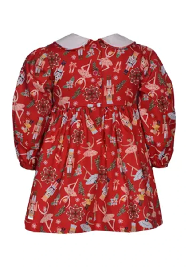 Baby Girls Smocked Nutcracker Printed Dress