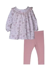 Baby Girls Floral Printed Top and Leggings Set
