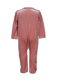 Baby Girls Velvet Footie Pajamas with Cap