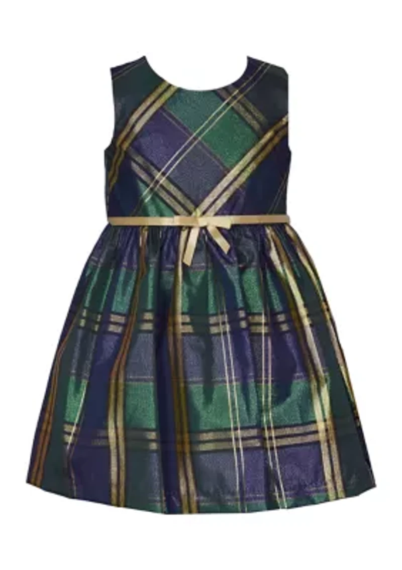 Baby Girls Plaid Printed Dress with Coat