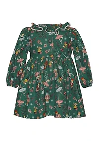 Baby Girls Long Sleeve Smocked Nutcracker Dress
