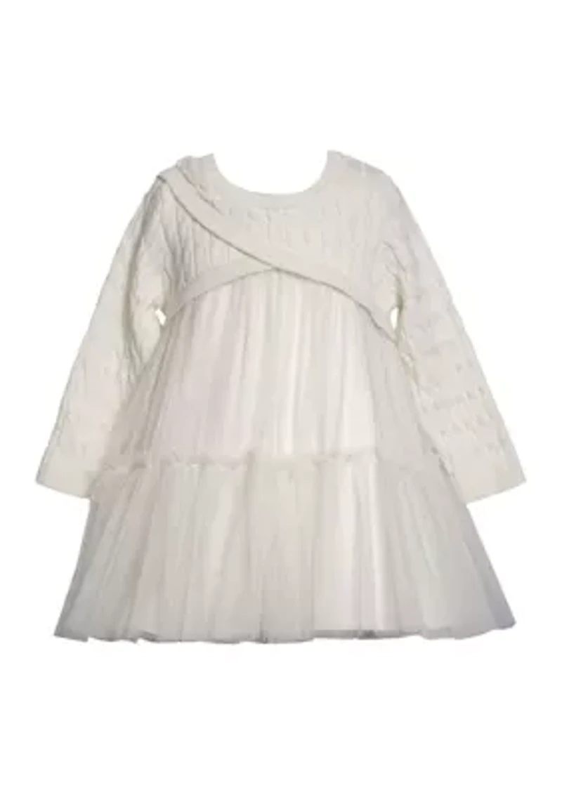 Baby Girls Long Sleeve Sweater Popover Dress