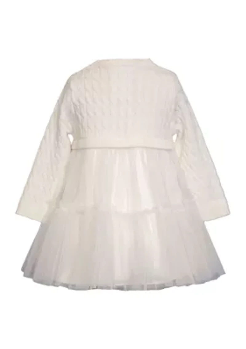 Baby Girls Long Sleeve Sweater Popover Dress