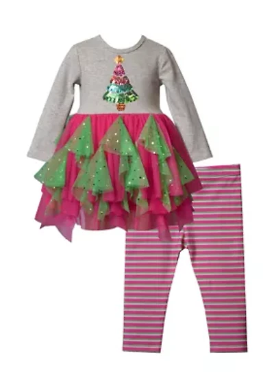 Baby Girls Long Sleeve and Legging Tree Set