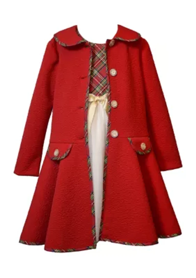Baby Girls Plaid Bodice Dress with Collared Coat