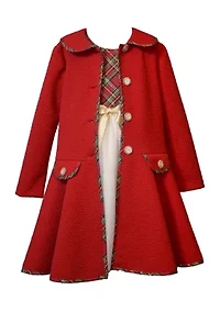 Baby Girls Plaid Bodice Dress with Collared Coat