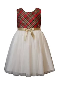 Baby Girls Plaid Bodice Dress with Collared Coat