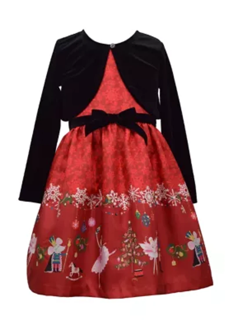 Baby Girls Long Sleeve Nutcracker Dress with Cardigan
